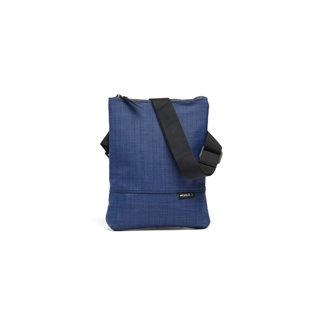 Mueslii crossbody,  made of water resistant canvas nylon, color ocean blue, front view.