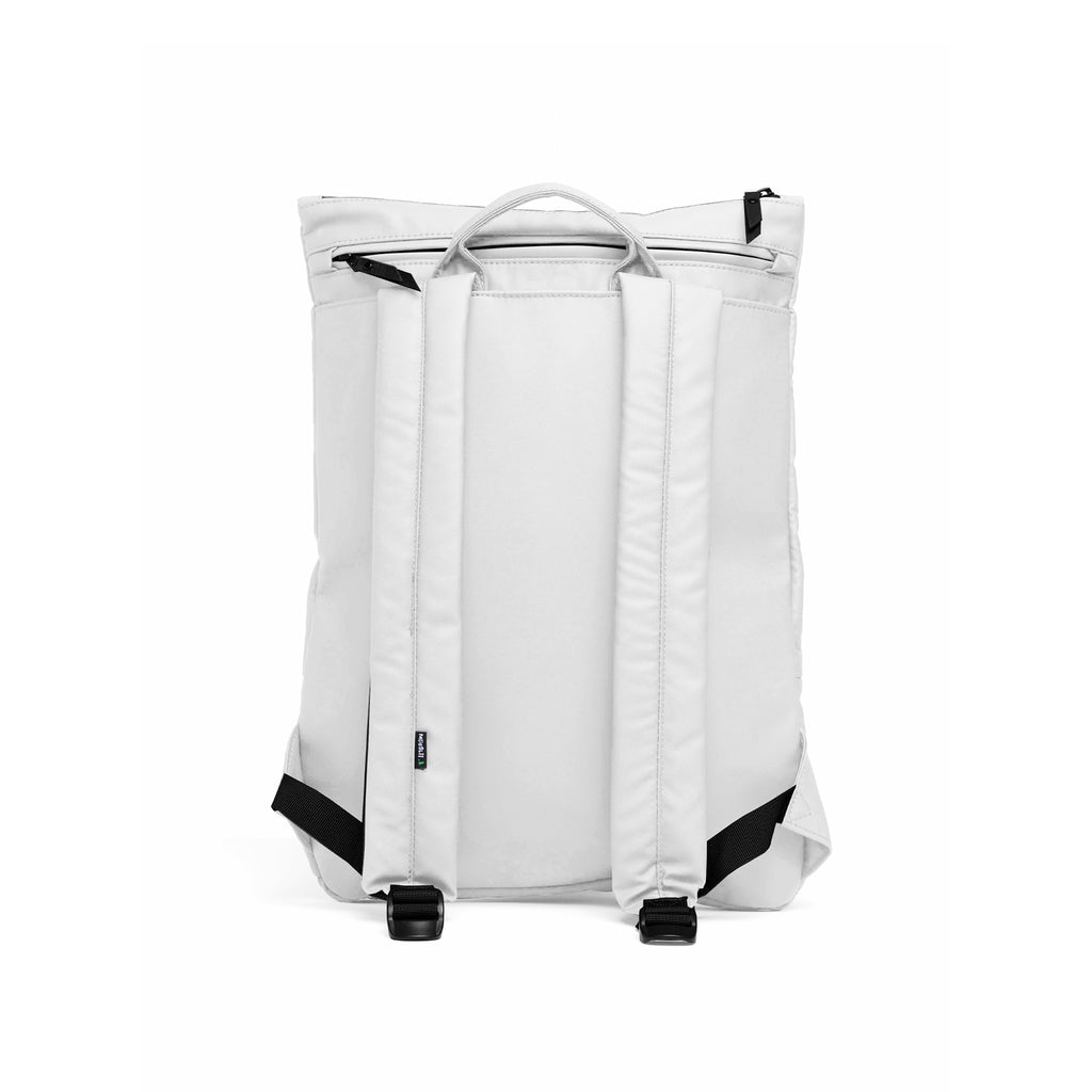 Mueslii light pack,  made of PU coated waterproof nylon, color white, back view.