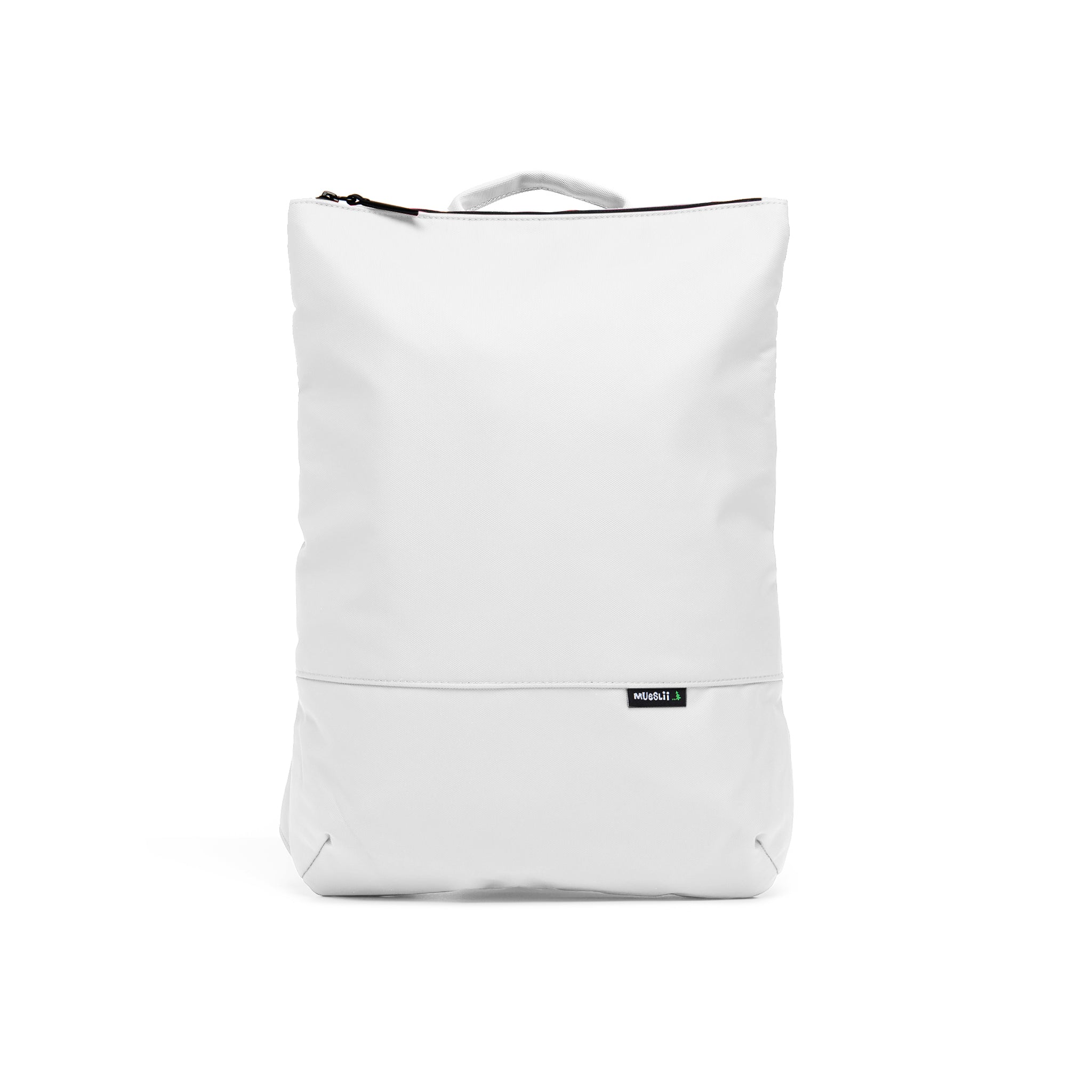 Mueslii light pack,  made of PU coated waterproof nylon, color white, front view.