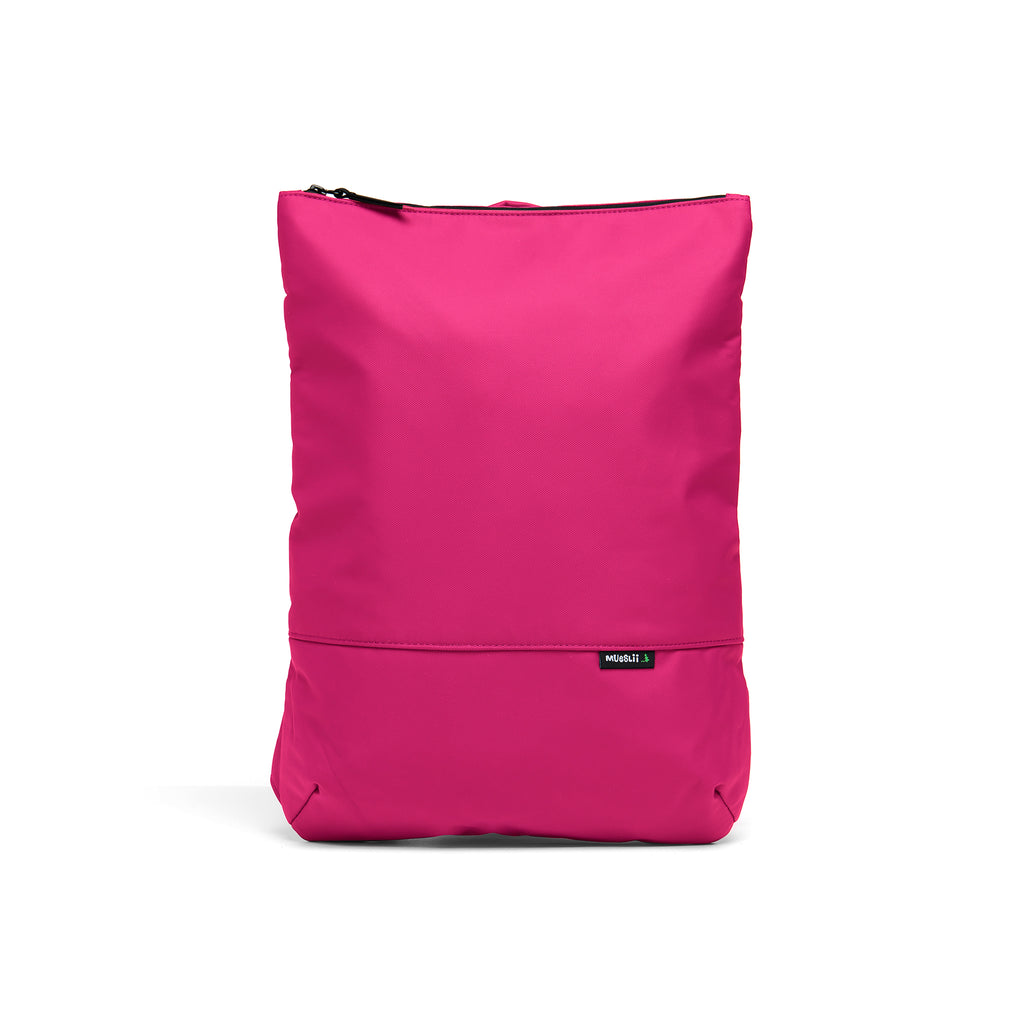 Mueslii light pack,  made of PU coated waterproof nylon, color pink, front view.