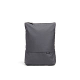 Mueslii light backpack,  made of PU coated waterproof nylon, with a laptop compartment, color slate grey, front view.