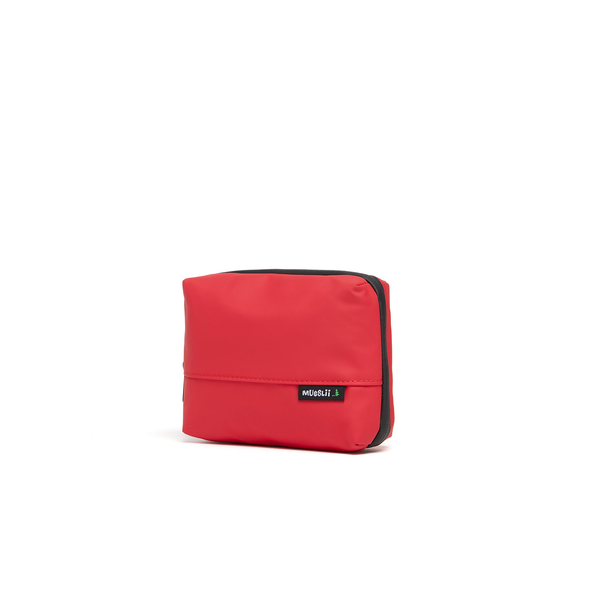 Mueslii tech case, made of PU coated waterproof nylon, color coral red, side view.