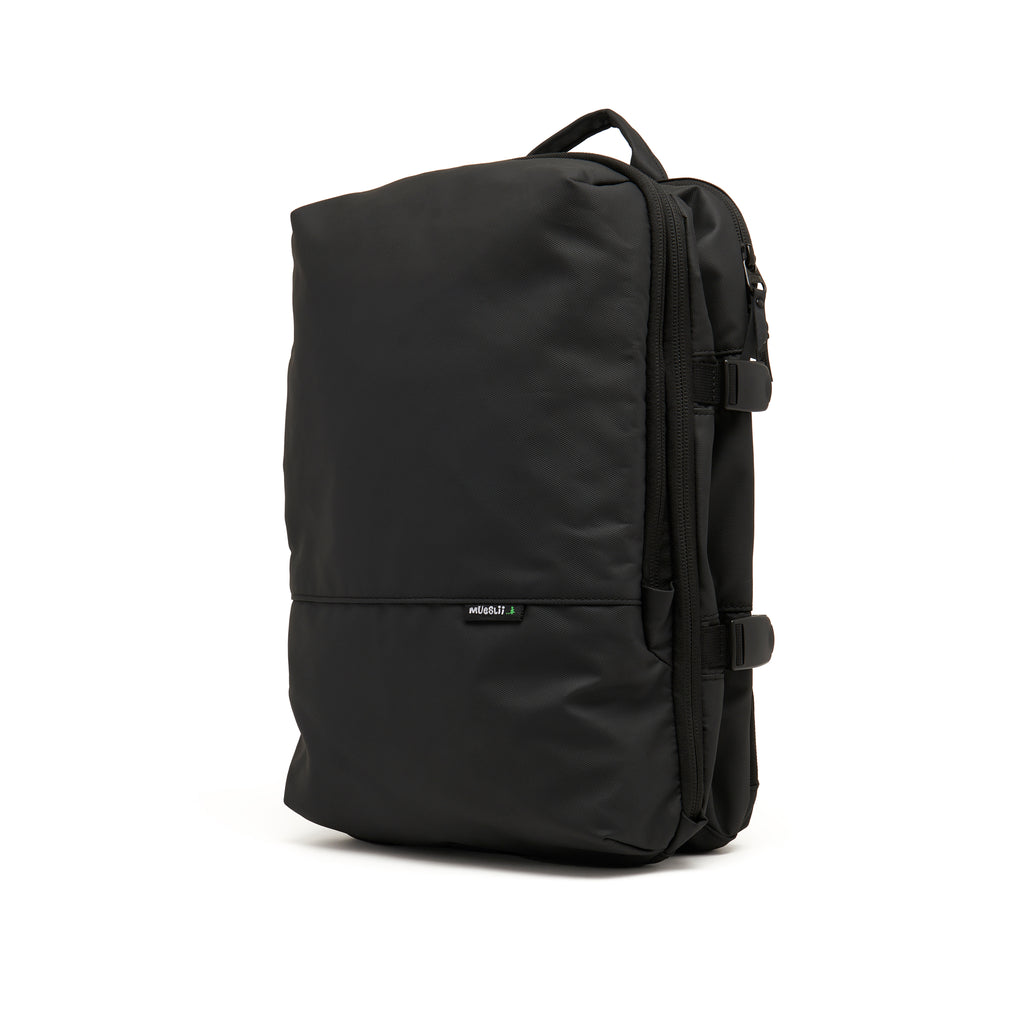 Mueslii travel backpack, made of PU coated waterproof nylon, color black. 