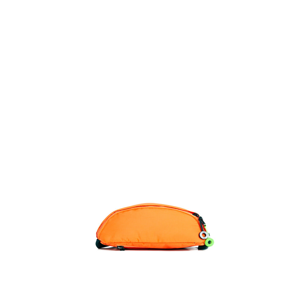 Mueslii puffer waist bag, made of high density nylon and Ykk zips, color high tech orange, medium size.