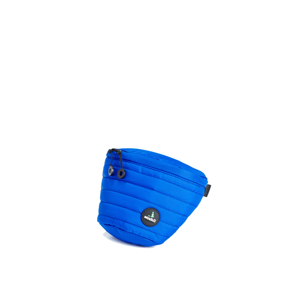 Mueslii puffer waist bag, made of high density nylon and Ykk zips, color high tech electric blue, medium size.