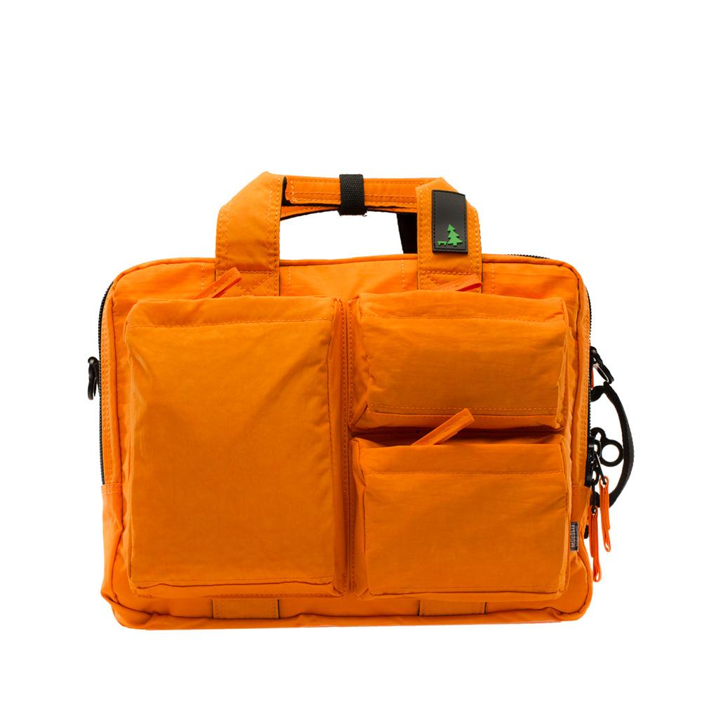 Mueslii classic 3 ways that can be used as backpack a shoulder bag or a briefcase, color orange peel.
