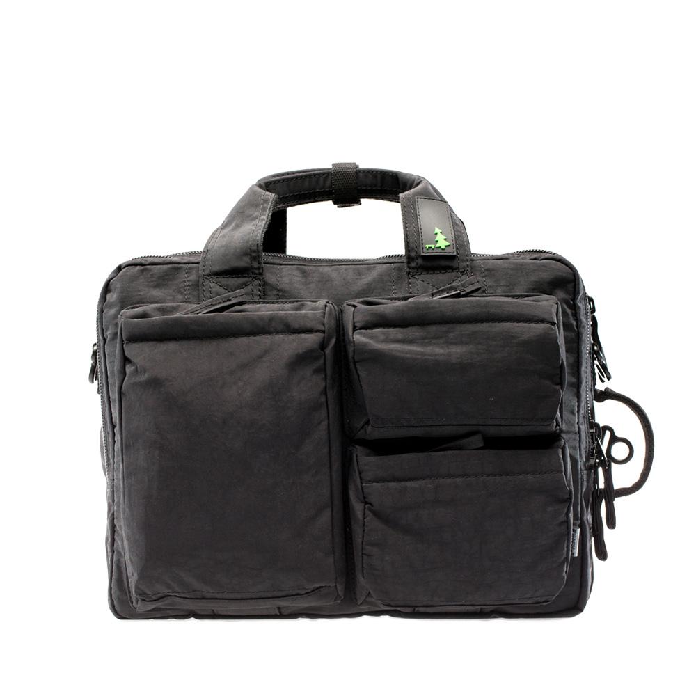 Mueslii classic 3 ways that can be used as backpack a shoulder bag or a briefcase, color coal black, front side.