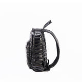 Mueslii original puffer Mini pack made of high density nylon and Ykk zips, color black metal, side view.