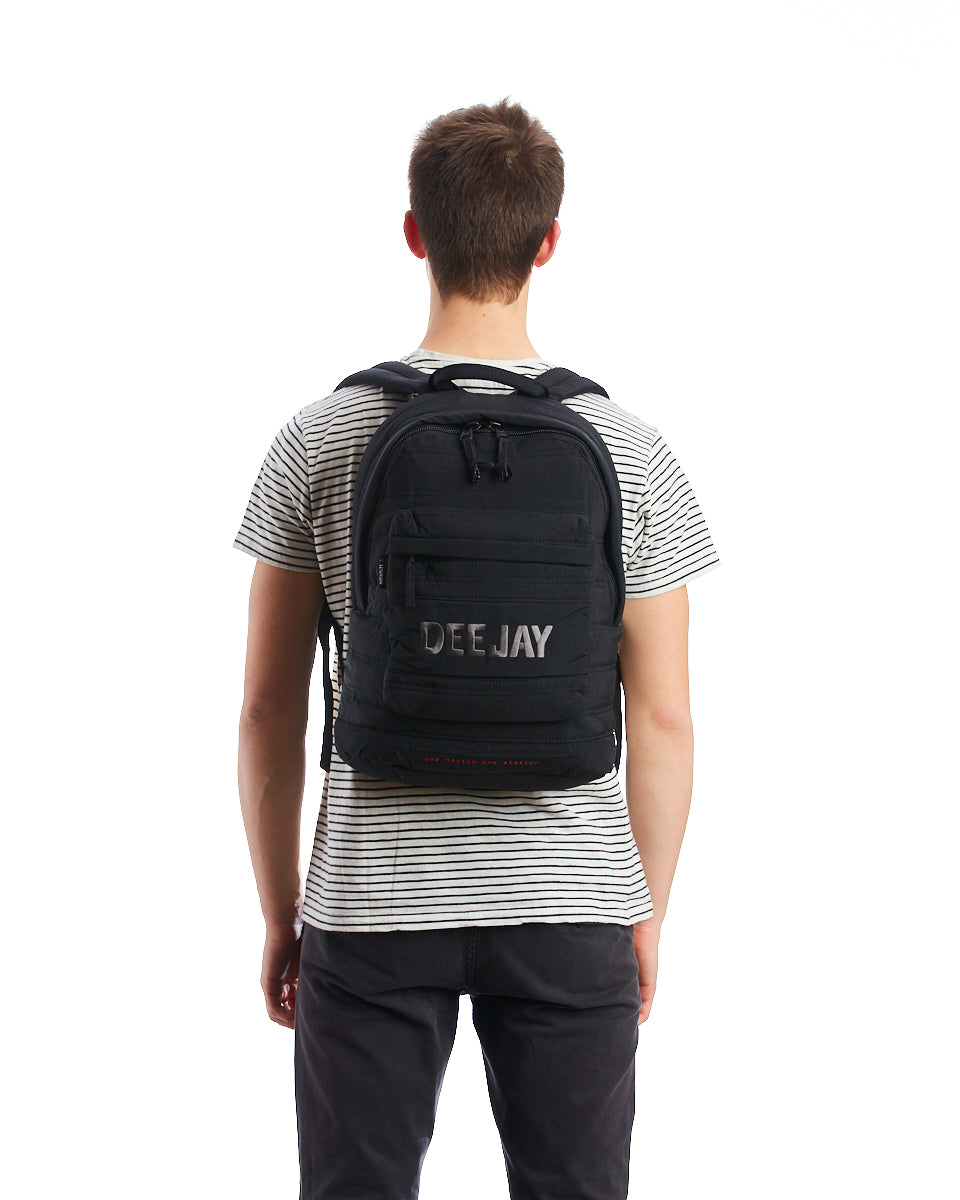 Mueslii original puffer daily backpack made with crinkle nylon and Ykk zips. Limited edition, color black.