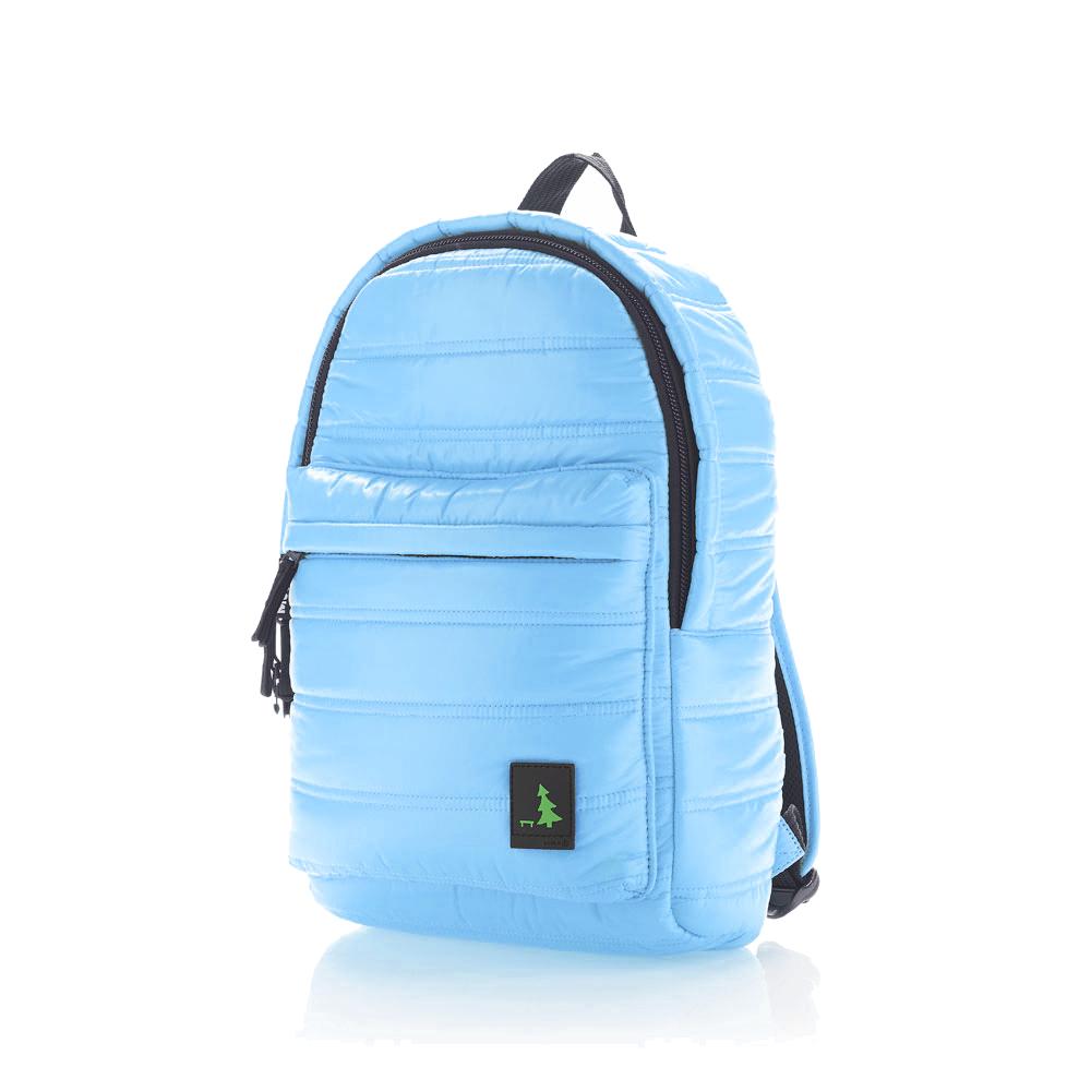 Mueslii original puffer daily backpack made of high density nylon and Ykk zips, color light blue. Perfect backpack for school and leisure.