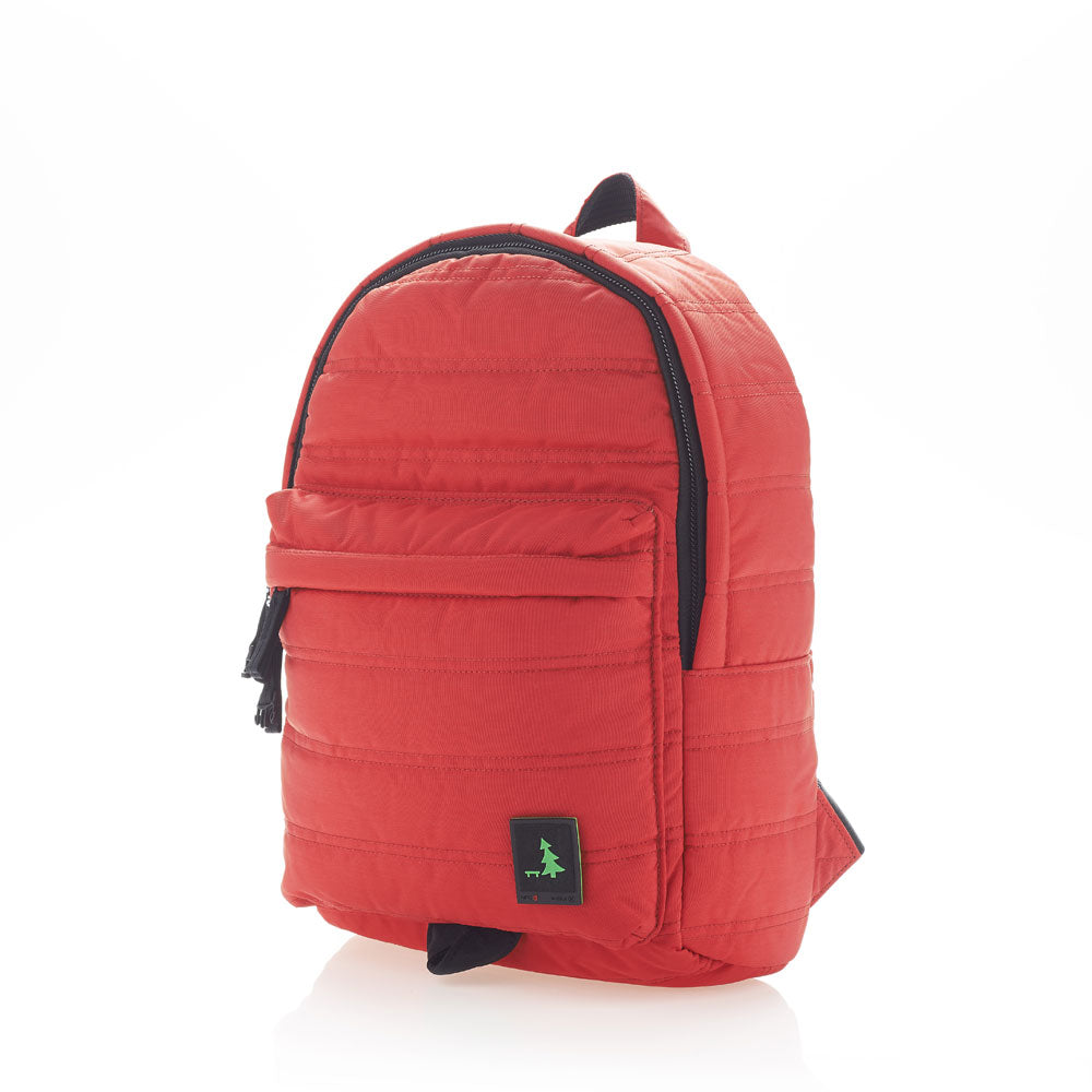 Mueslii original puffer daily backpack made of high density nylon and Ykk zips, color red, unisex model.