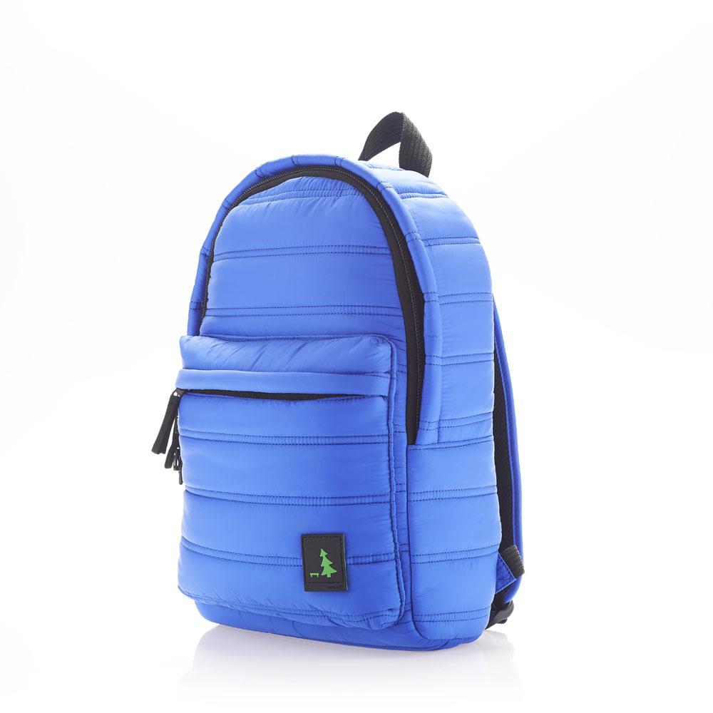Mueslii original puffer daily backpack made of made of matte nylon and Ykk zips, color electric blue, capacity 15 liters.