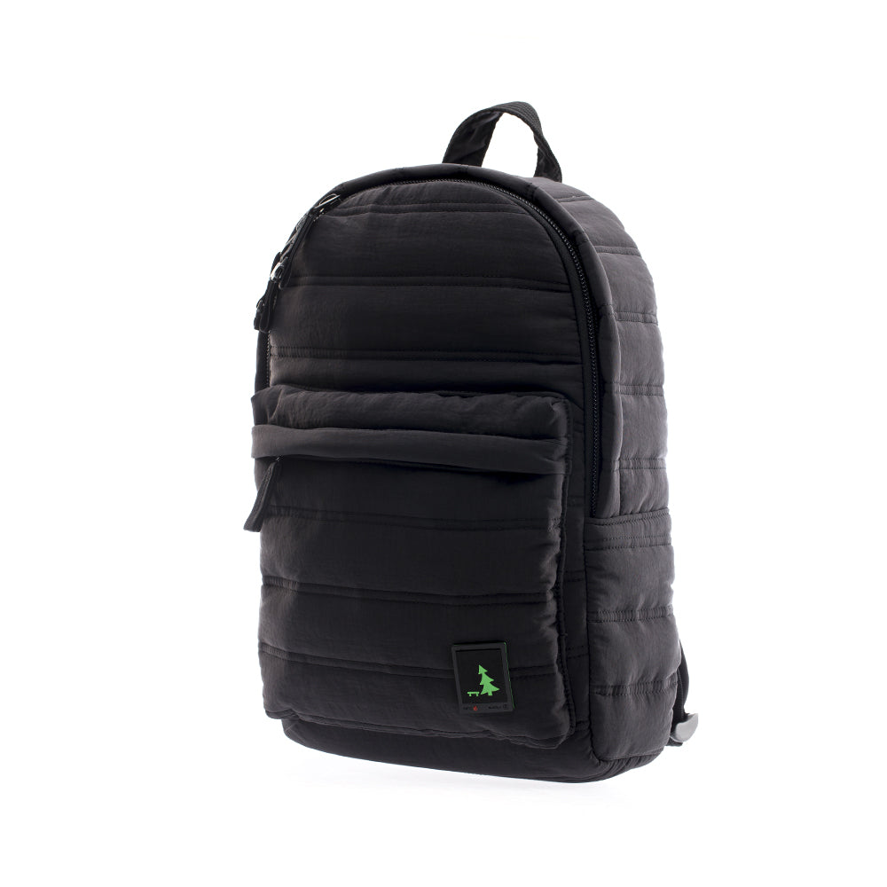 Mueslii original puffer daily backpack made of high density nylon and Ykk zips, color black, capacity 15 liters.