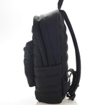 Mueslii original puffer laptop backpack made of high density nylon and Ykk zips, color matte black, side view.