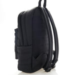 Mueslii original puffer laptop backpack made of high density nylon and Ykk zips, color matte black, side view, fits laptop/ tablet up to 15".