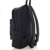 Mueslii original puffer laptop backpack made of high density nylon and Ykk zips, color matte black, side view, fits laptop/ tablet up to 15".