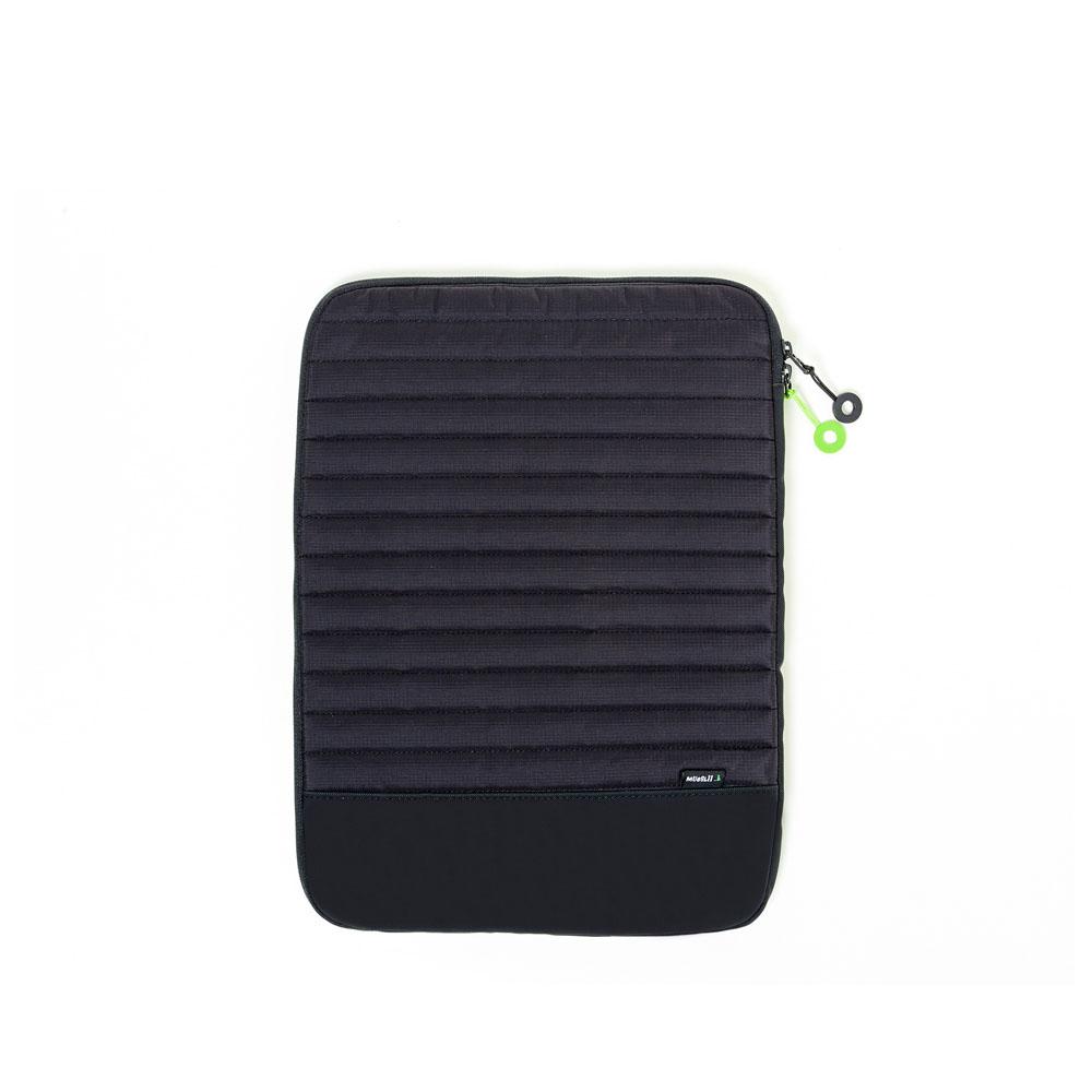 Mueslii 16" padded laptop sleeves made of rip stop nylon and Ykk zips, color rip stop black.