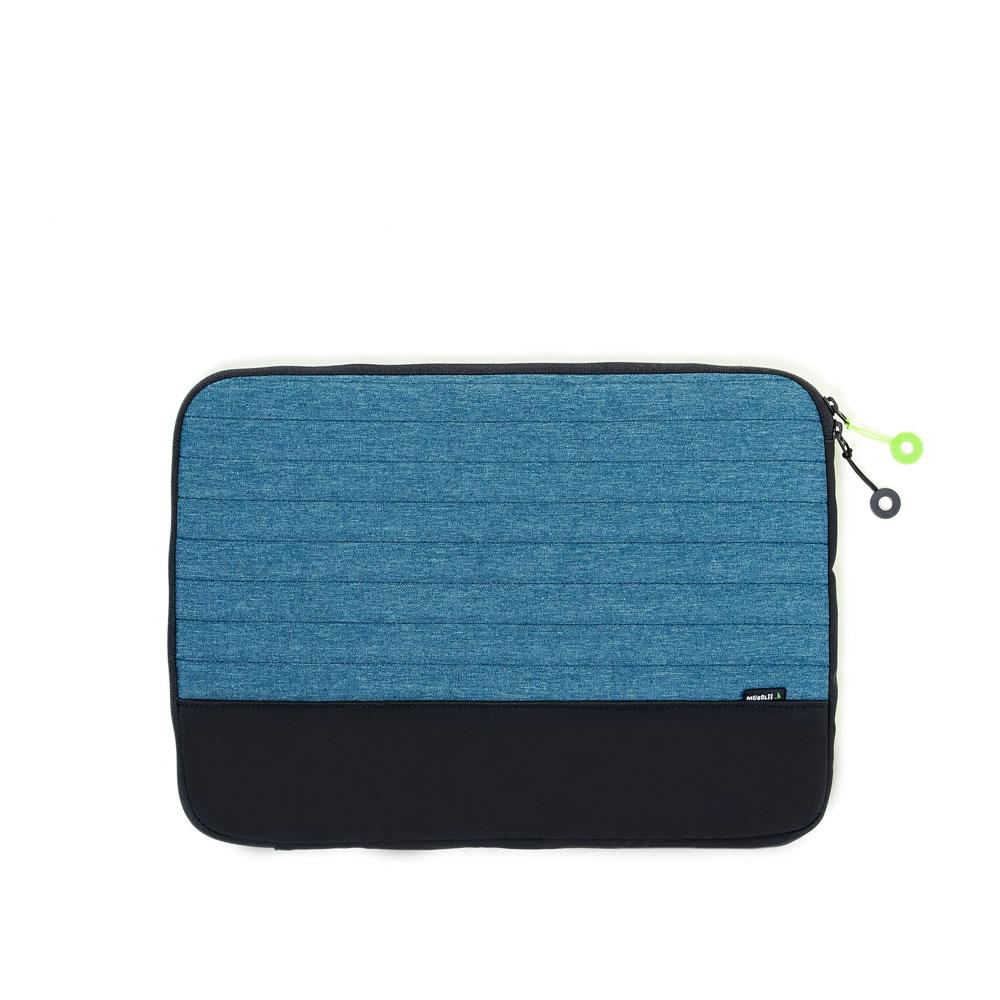 Mueslii 16" padded laptop sleeves made of rip stop nylon and Ykk zips, color casual blue, front view.