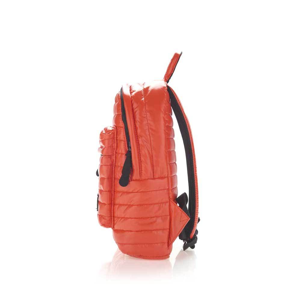 Mueslii original puffer medium and small backpack made of high density nylon and Ykk zips, color orange, light and confortable.