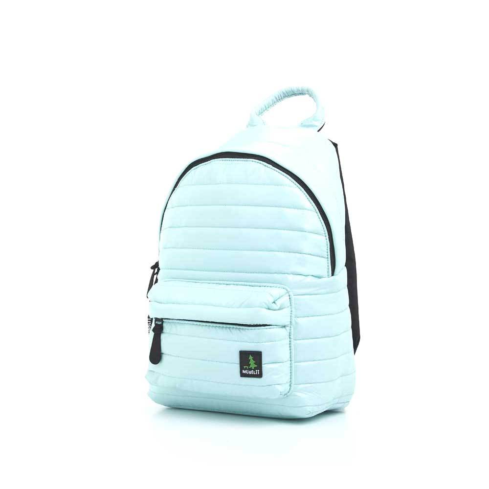 Mueslii original puffer medium and small backpack made of high density nylon and Ykk zips, color light green, small size.