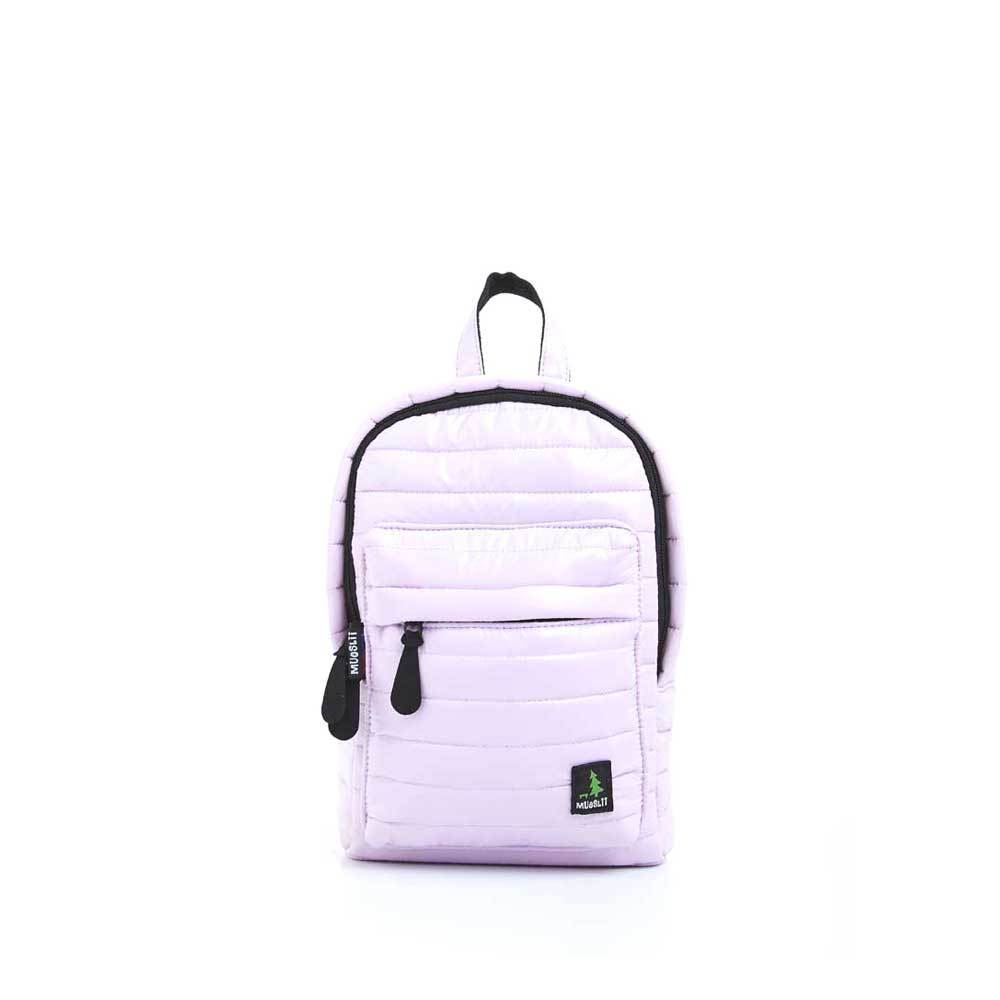 Mueslii original puffer Mini pack made of high density nylon and Ykk zips, color light pink, front view.
