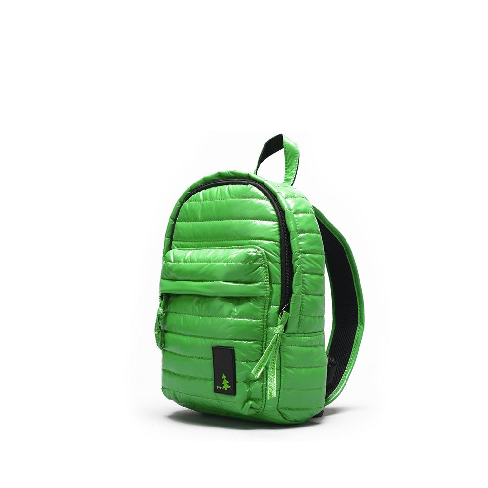 Mueslii original puffer Mini pack made of high density nylon and Ykk zips, color jungle green, side view.